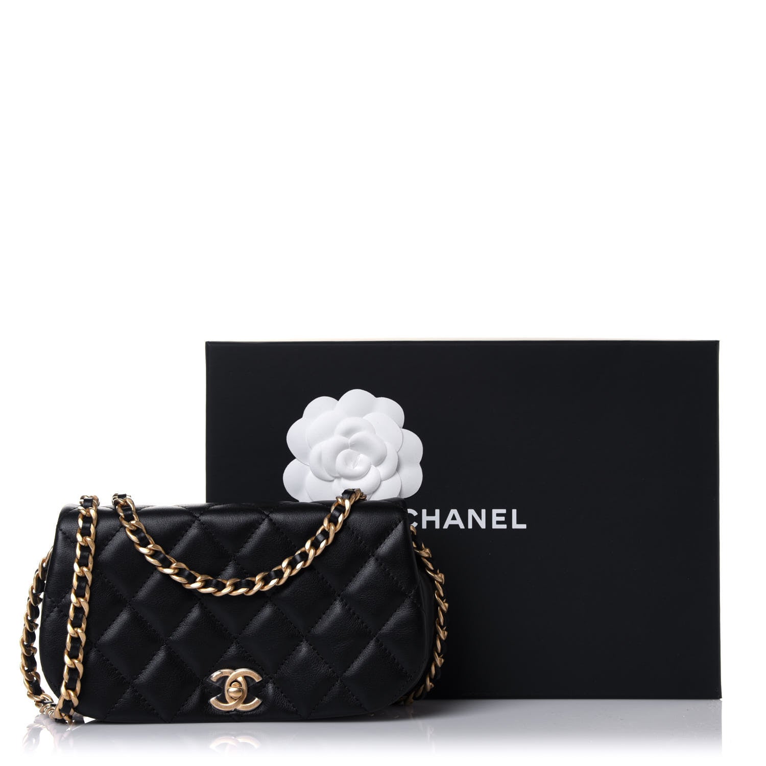 Chanel Calfskin Quilted Coco Mail Clutch With Chain Black 14 of 14