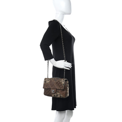 Chanel Lambskin Tweed Stitched Quilted Patch Medium Flap Brown 2 of 13