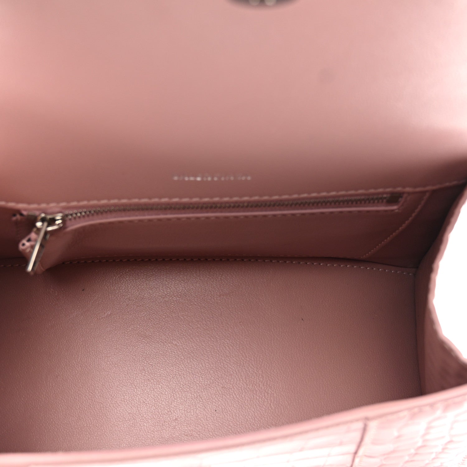 Balenciaga Shiny Calfskin Crocodile Embossed Small Hourglass Top Handle Bag Powder Pink 5 of 10