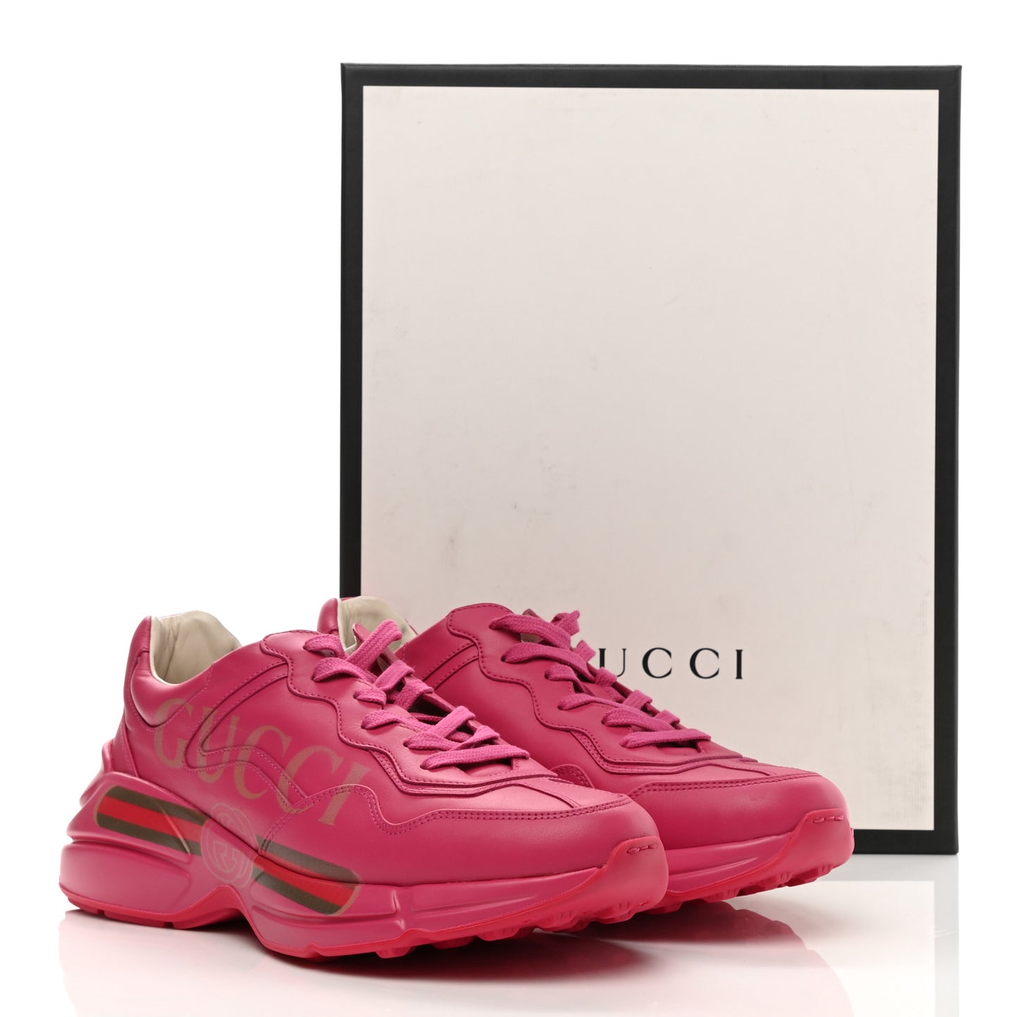 Calfskin Logo Mens Rhyton Sneakers 9 Box Pink
