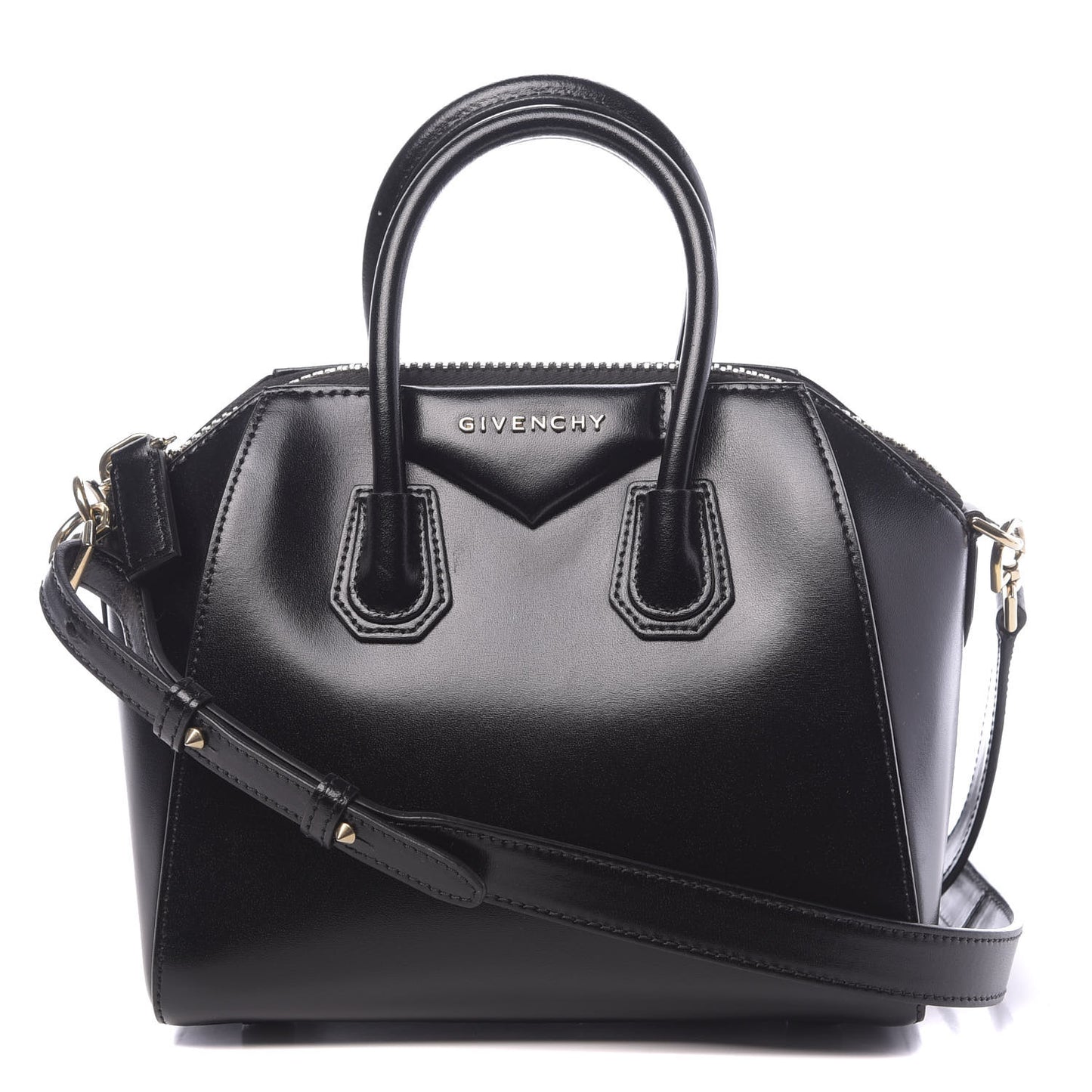Shiny Lord Calfskin Mini Antigona Black