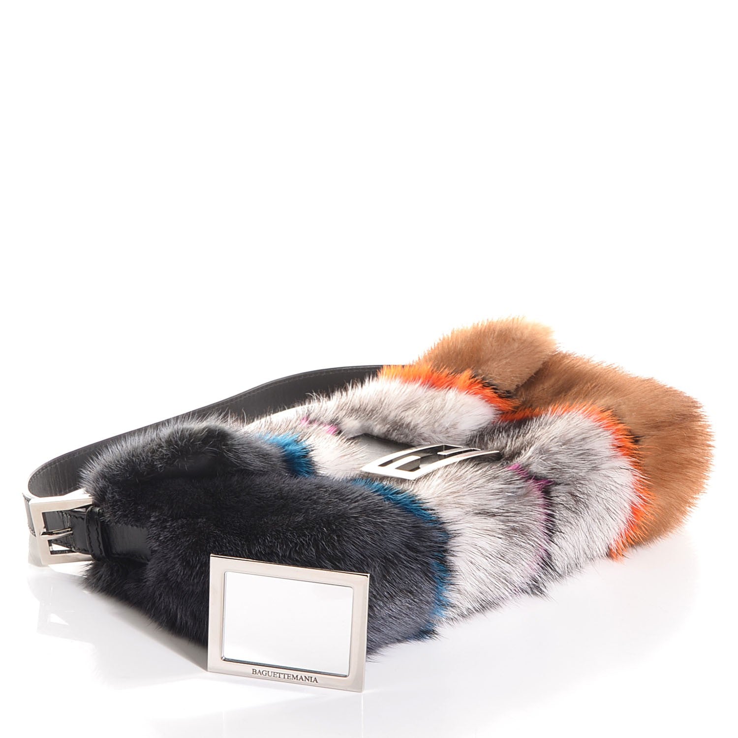 フェンディ　ミンクティペット Fendi Mink Fur Striped Baguette Natural Multicolor 94878