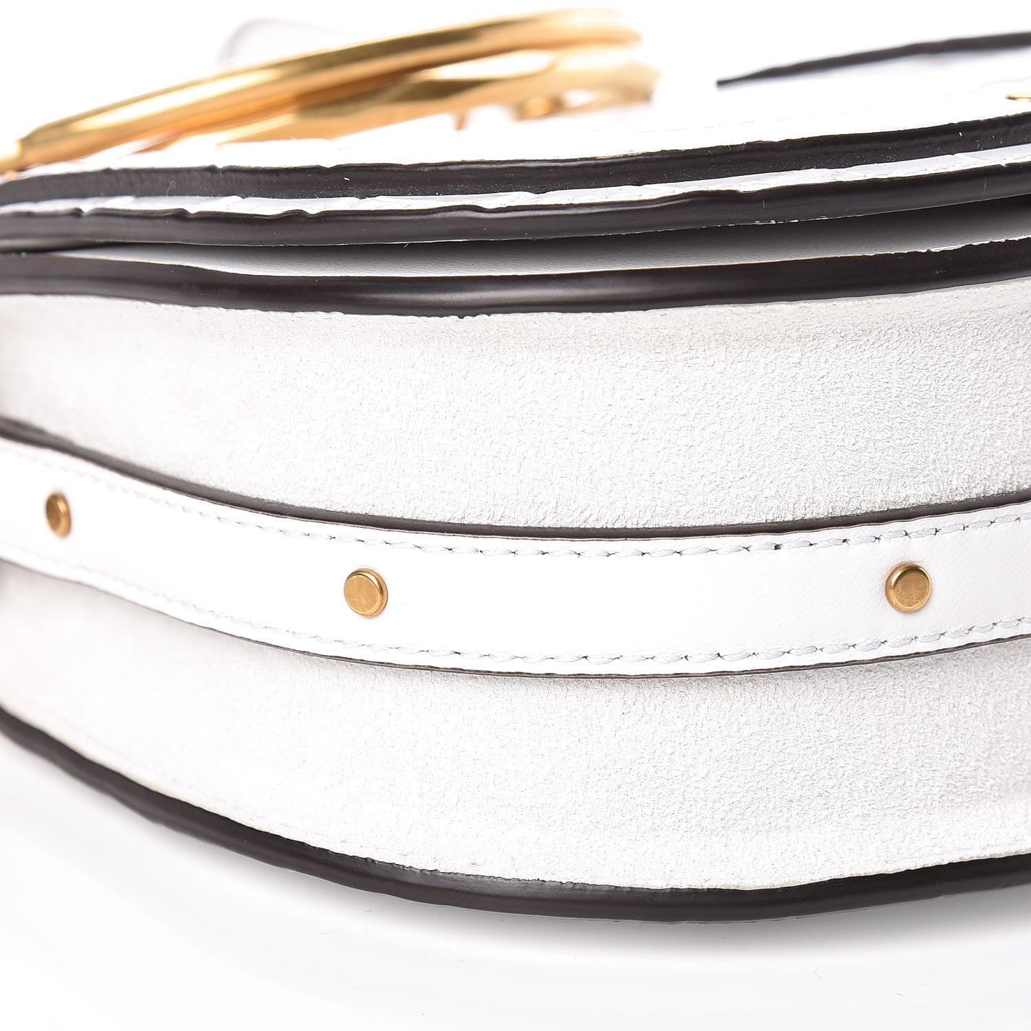 Chloe Suede Calfskin Crocodile Embossed Small Nile Bracelet Bag Brilliant White 9 of 11