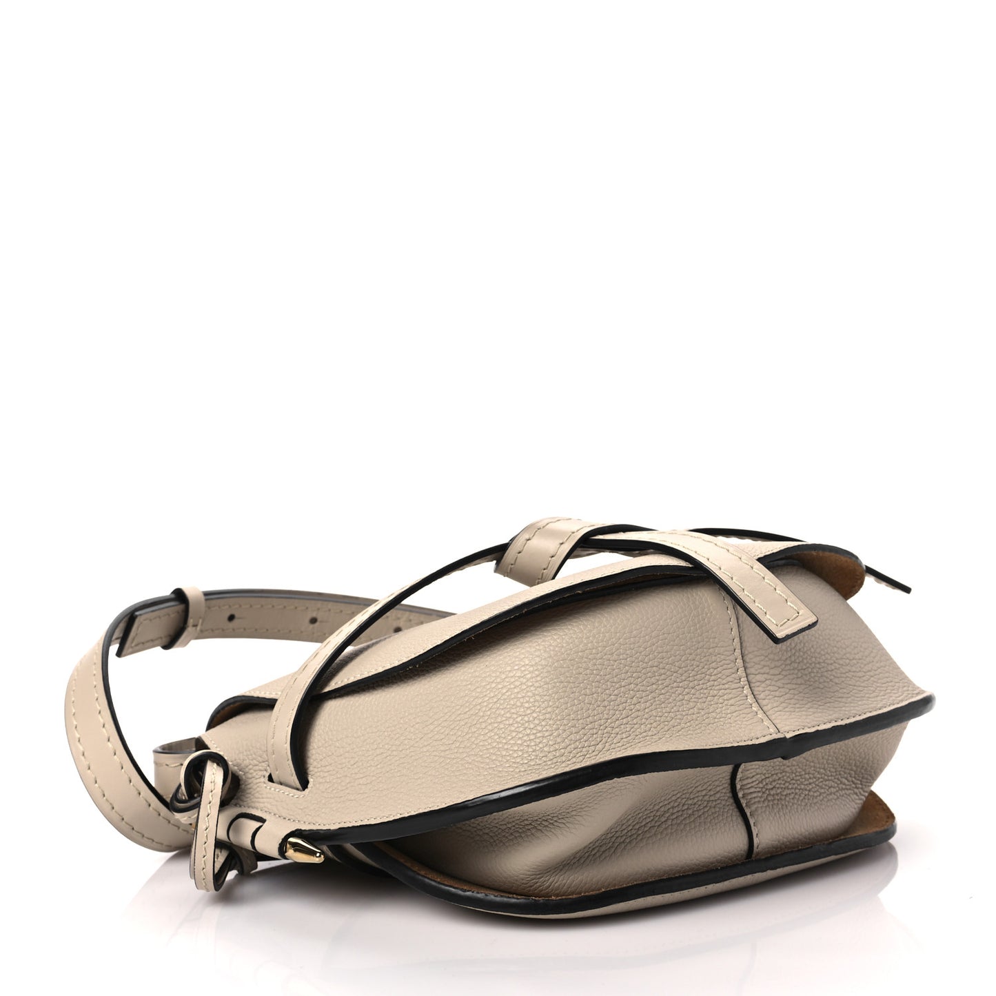 Grained Calfskin Small Gate Crossbody Bag Light Oat