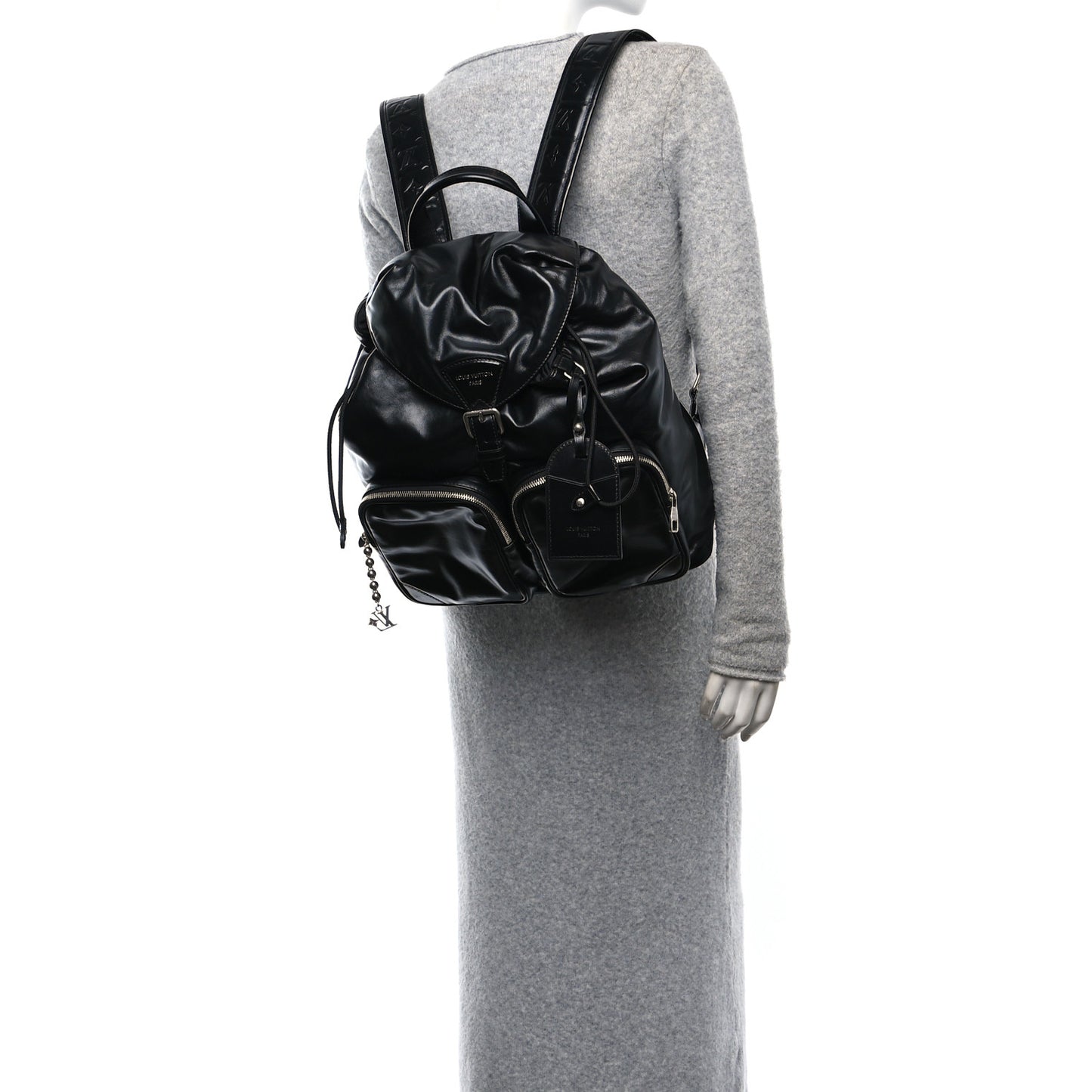 Shiny Calfskin Montsouris Cargo Backpack Black