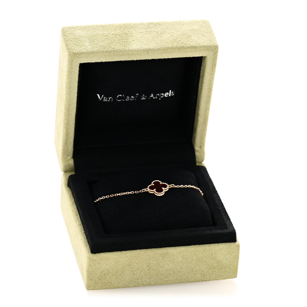 Van Cleef & Arpels 18K Rose Gold Carnelian Sweet Alhambra Bracelet 5 of 5