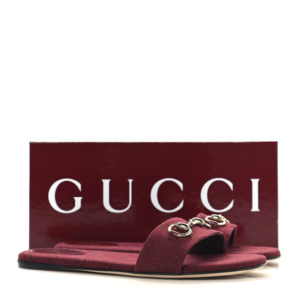 Gucci Canvas GG Monogram Horsebit Flat Slide Sandals 40.5 Rosso Ancora 10 of 10
