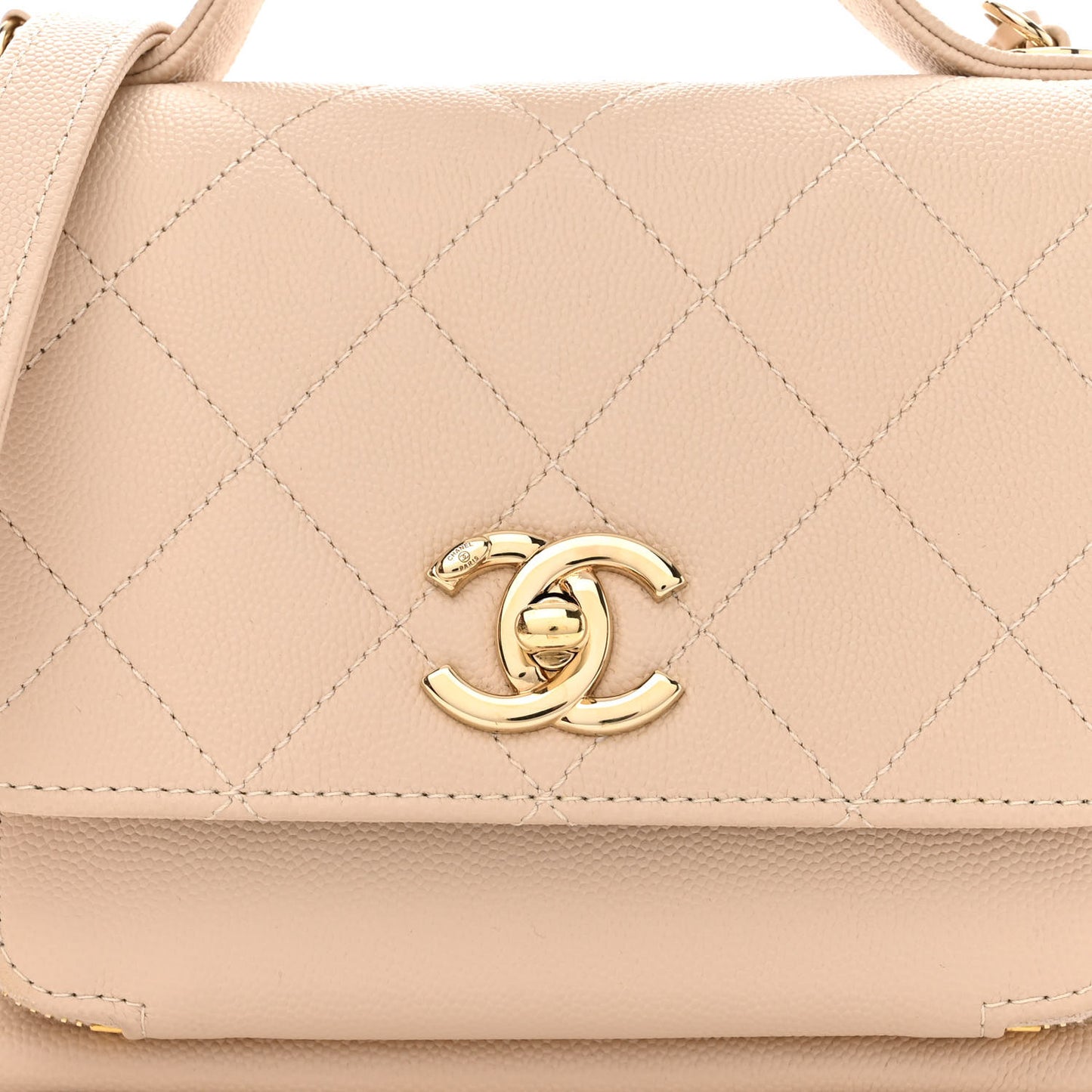 Caviar Quilted Small Business Affinity Flap Beige