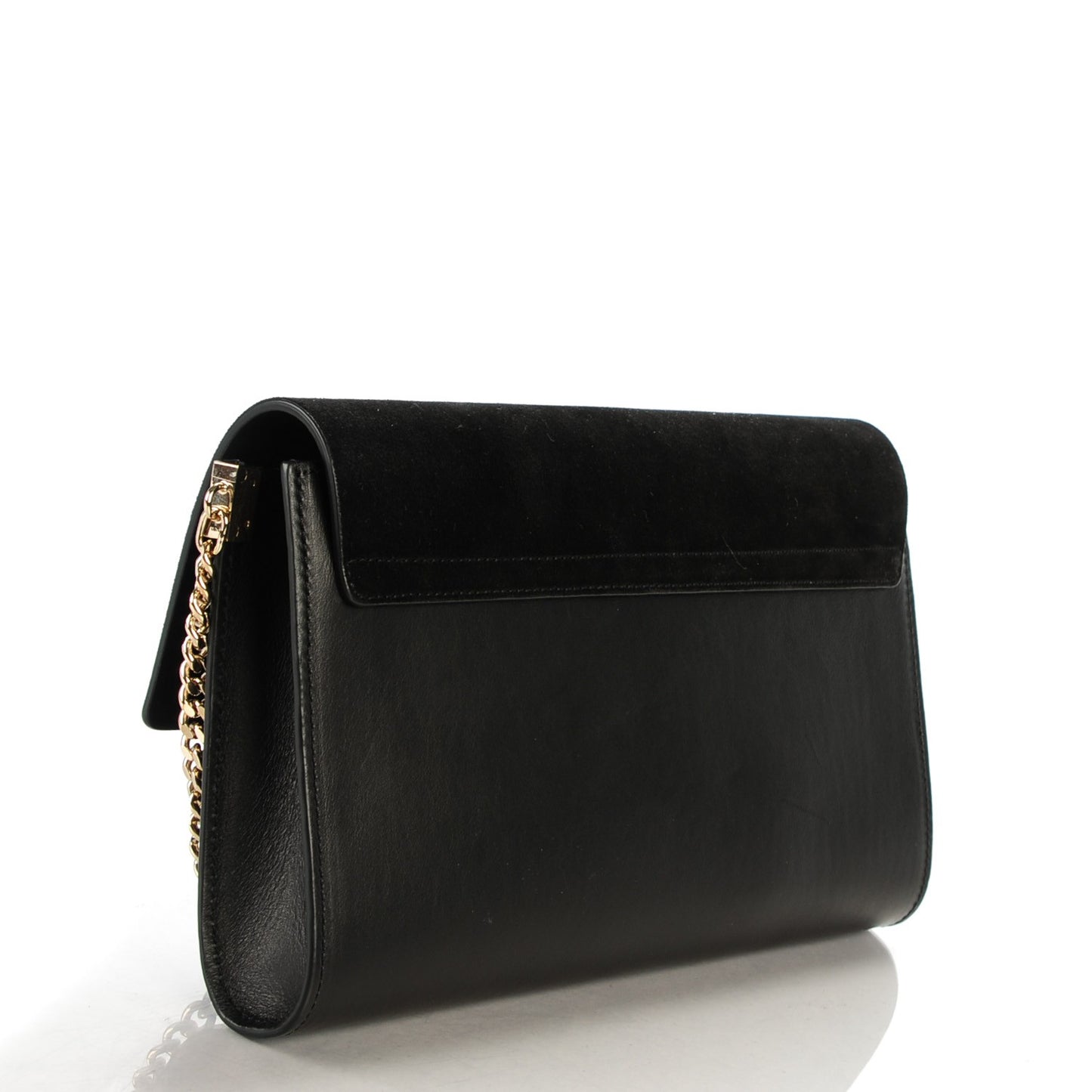 Suede Calfskin Faye Clutch Black