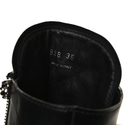 Prada Vitello Lux Nylon Metal Triangle Logo Monolith Pouch Pocket 55mm Tall Combat Boots 36 Black 9 of 12