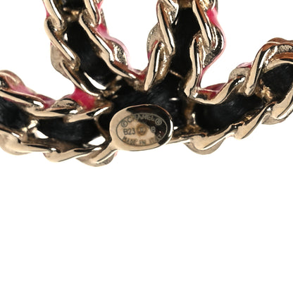 Chanel Lambskin CC Chain Earrings Black Gold Pink 4 of 4