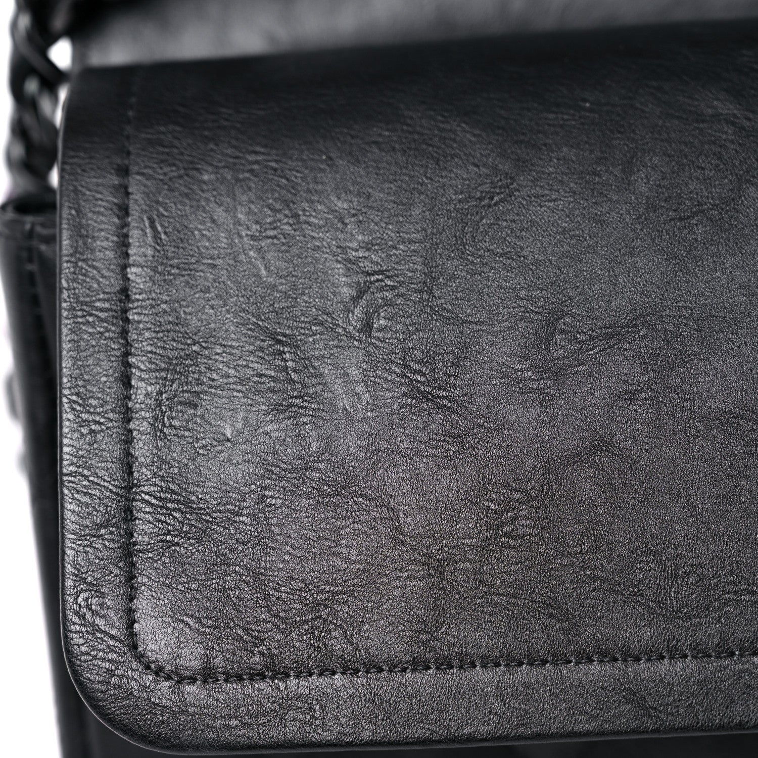 Chanel Crumpled Calfskin Quilted Jumbo Double Flap So Black 14 of 19