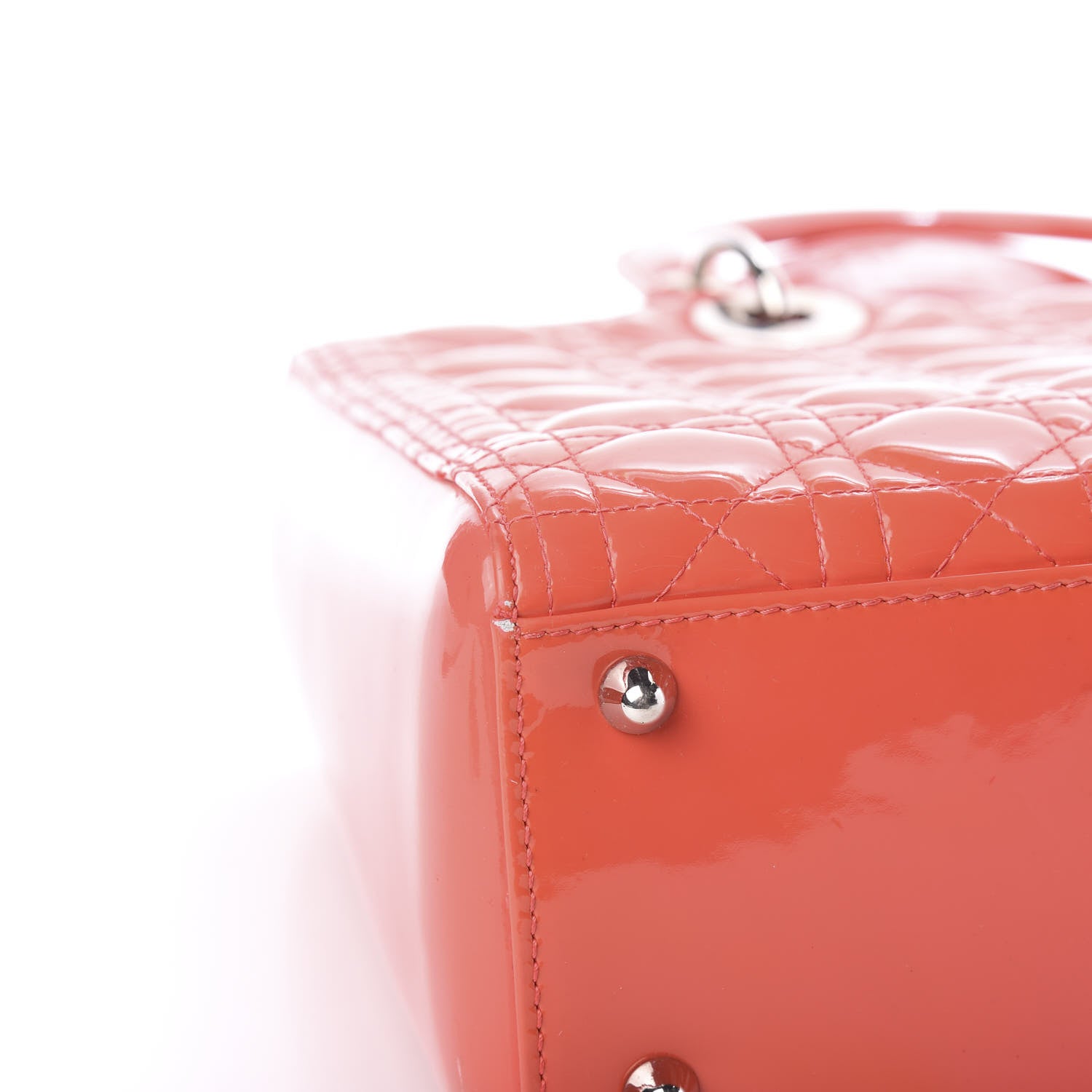Christian Dior Patent Cannage Large Lady Dior Light Coral 10 of 17