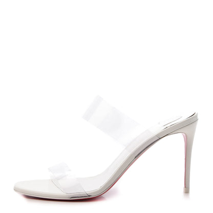 Christian Louboutin Patent PVC Just Nothing 85 Slide Sandals 38 White 1 of 9