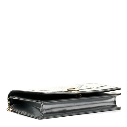 Christian Dior Metallic Patent Micro-Cannage Diorama Wallet on Chain Pouch Silver 4 of 9
