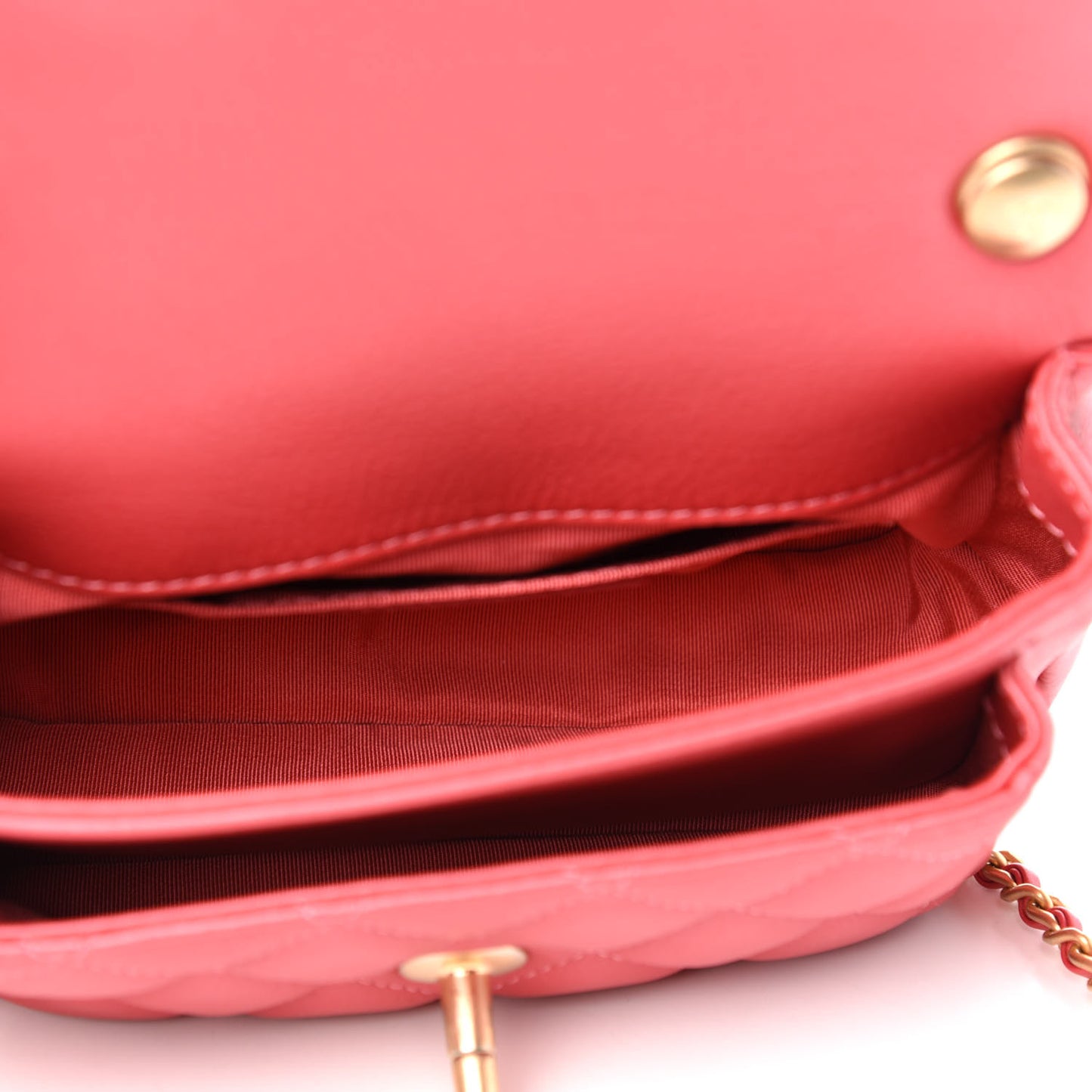 Calfskin Quilted Top Handle Flap Dark Pink