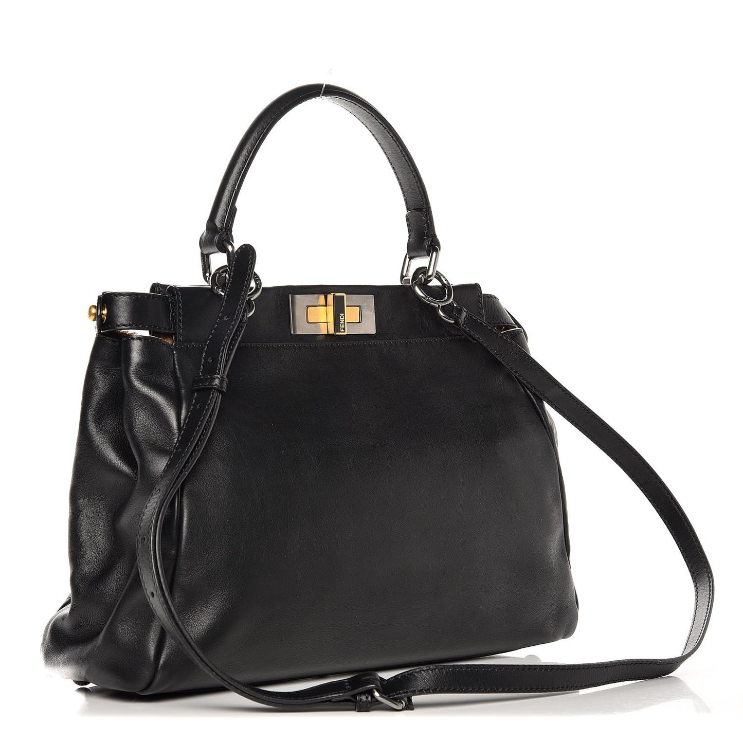 Calfskin Calf Hair Leopard Print Medium Peekaboo Iconic Satchel Black