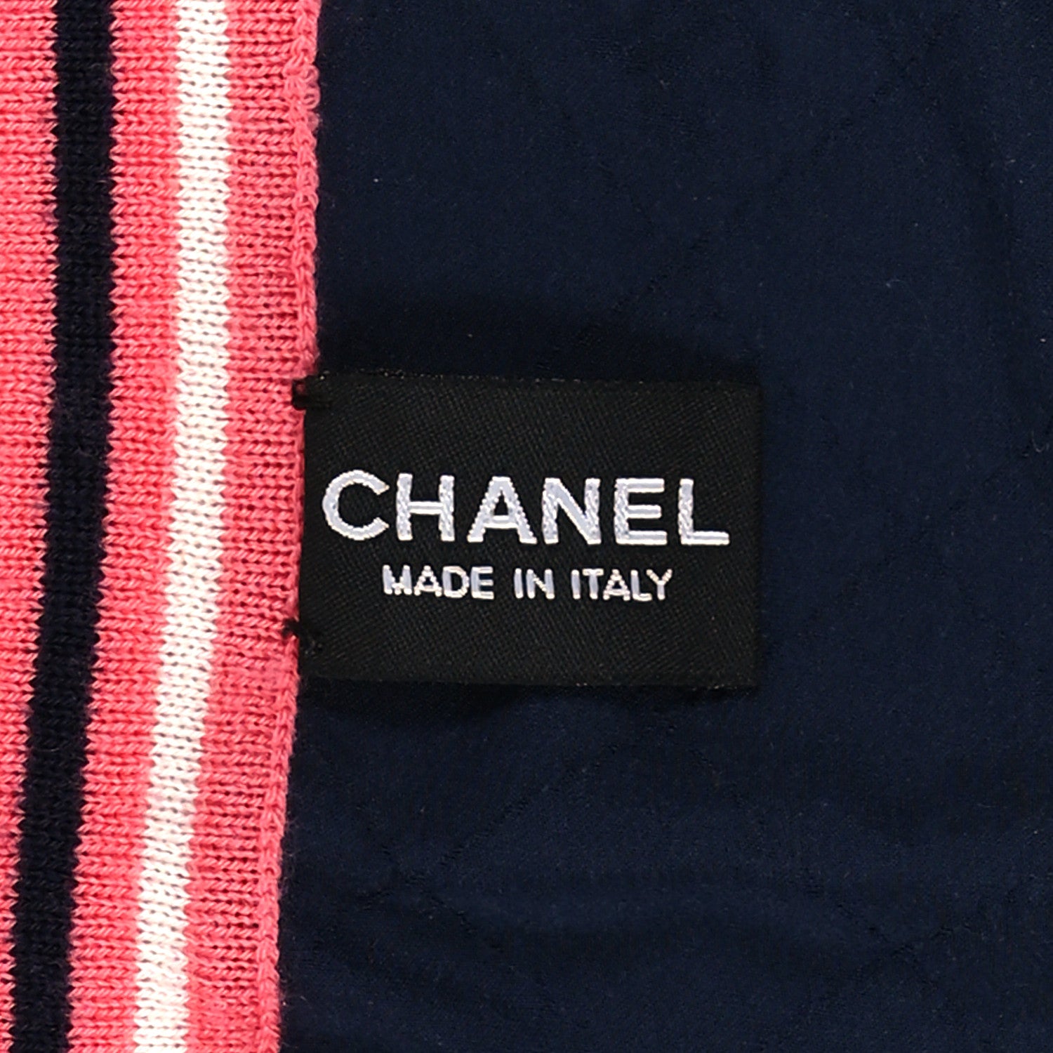 Chanel Silk CC Scarf Navy Pink 3 of 3