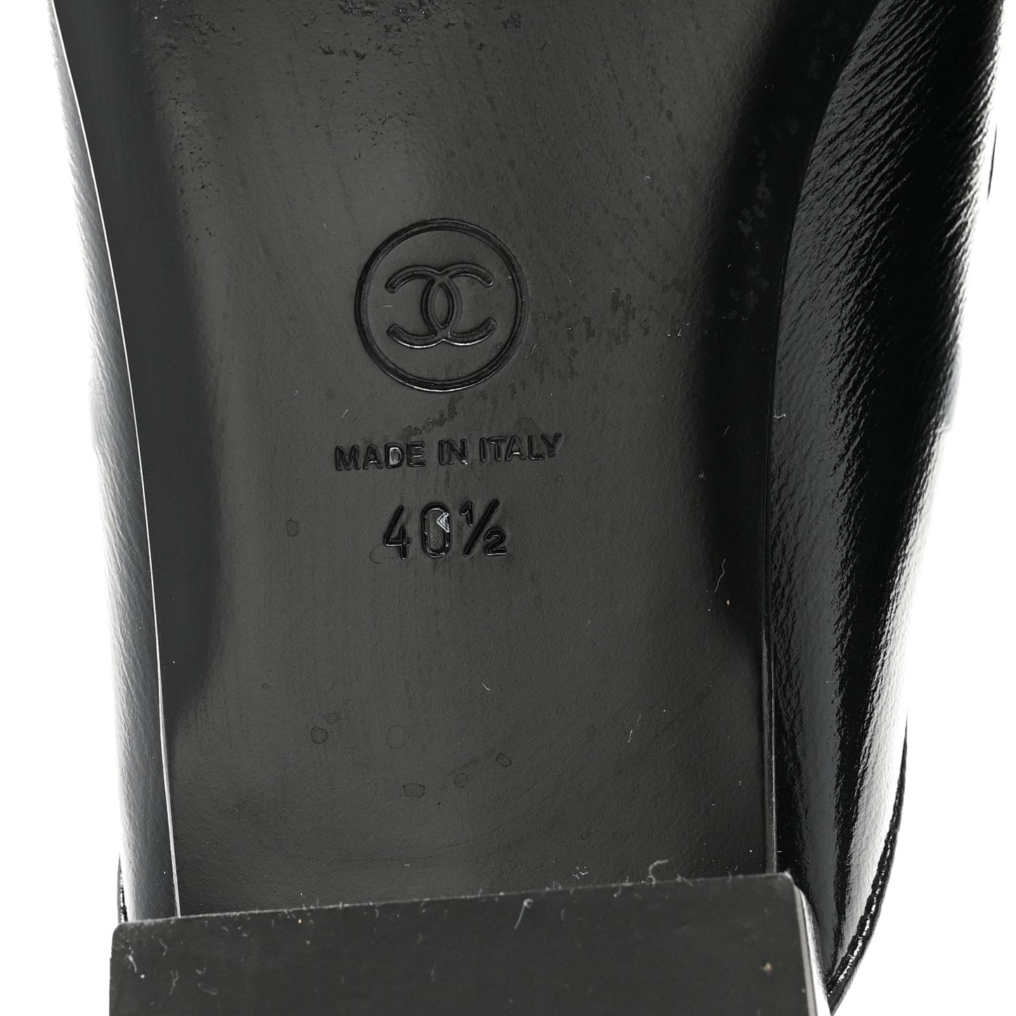 Shiny Calfskin Crystal CC Mules 40.5 Black