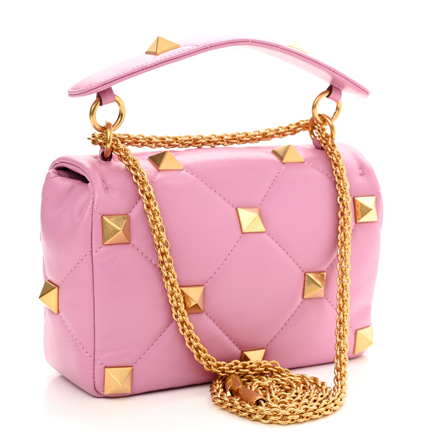 Valentino Garavani Nappa Medium Roman Stud Shoulder Bag Pink Borealis 3 of 9