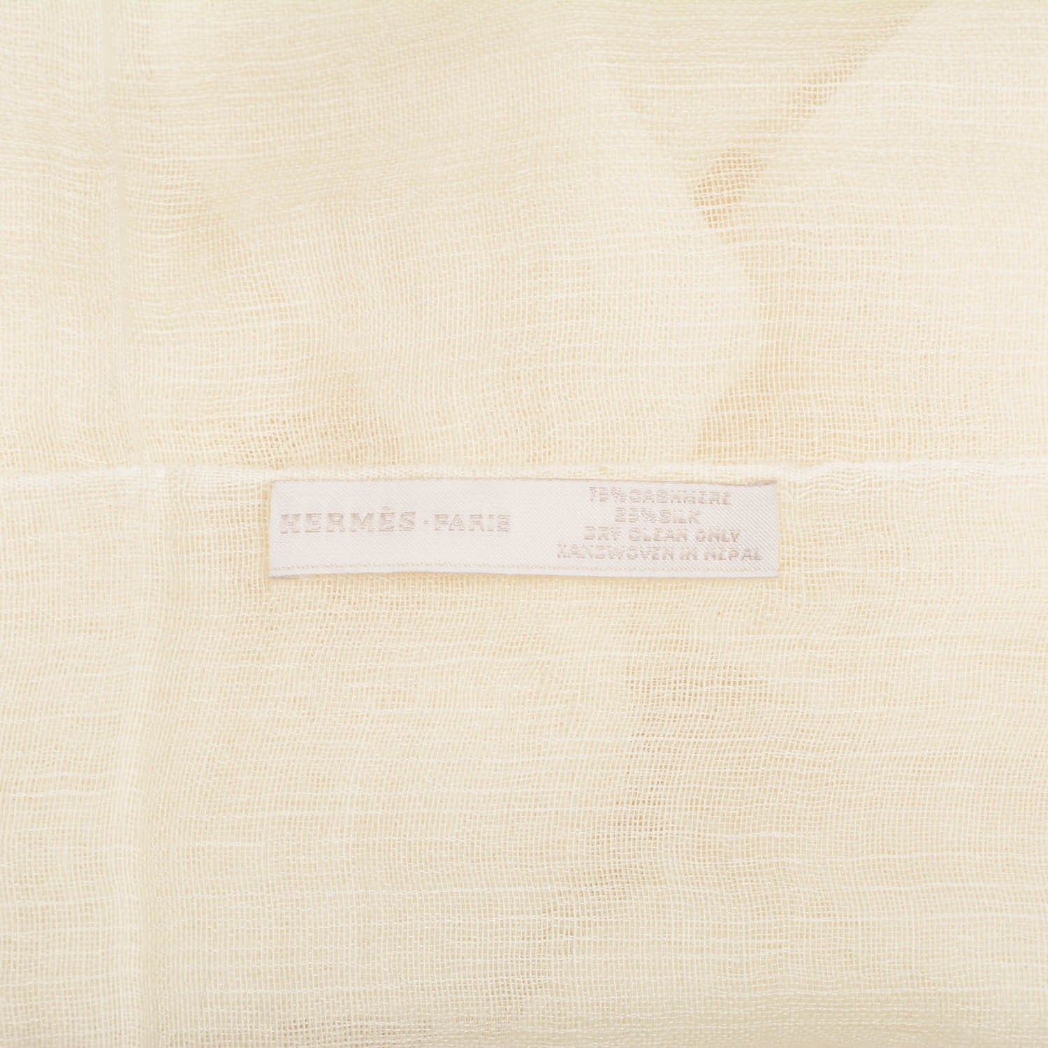 Hermes Cashmere Silk Plume Unie Stole Ivory 5 of 5