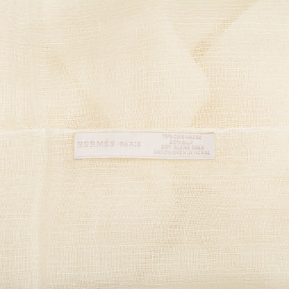 Hermes Cashmere Silk Plume Unie Stole Ivory 5 of 5