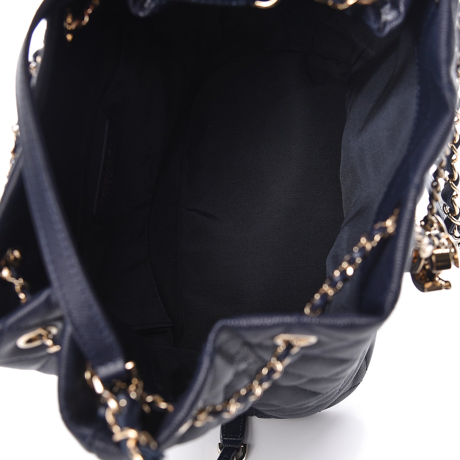 Chanel Caviar Quilted Rolled Up Bucket Drawstring Bag Navy 5 of 11