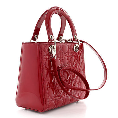Christian Dior Patent Cannage Medium Lady Dior Burgundy Red 3 of 10