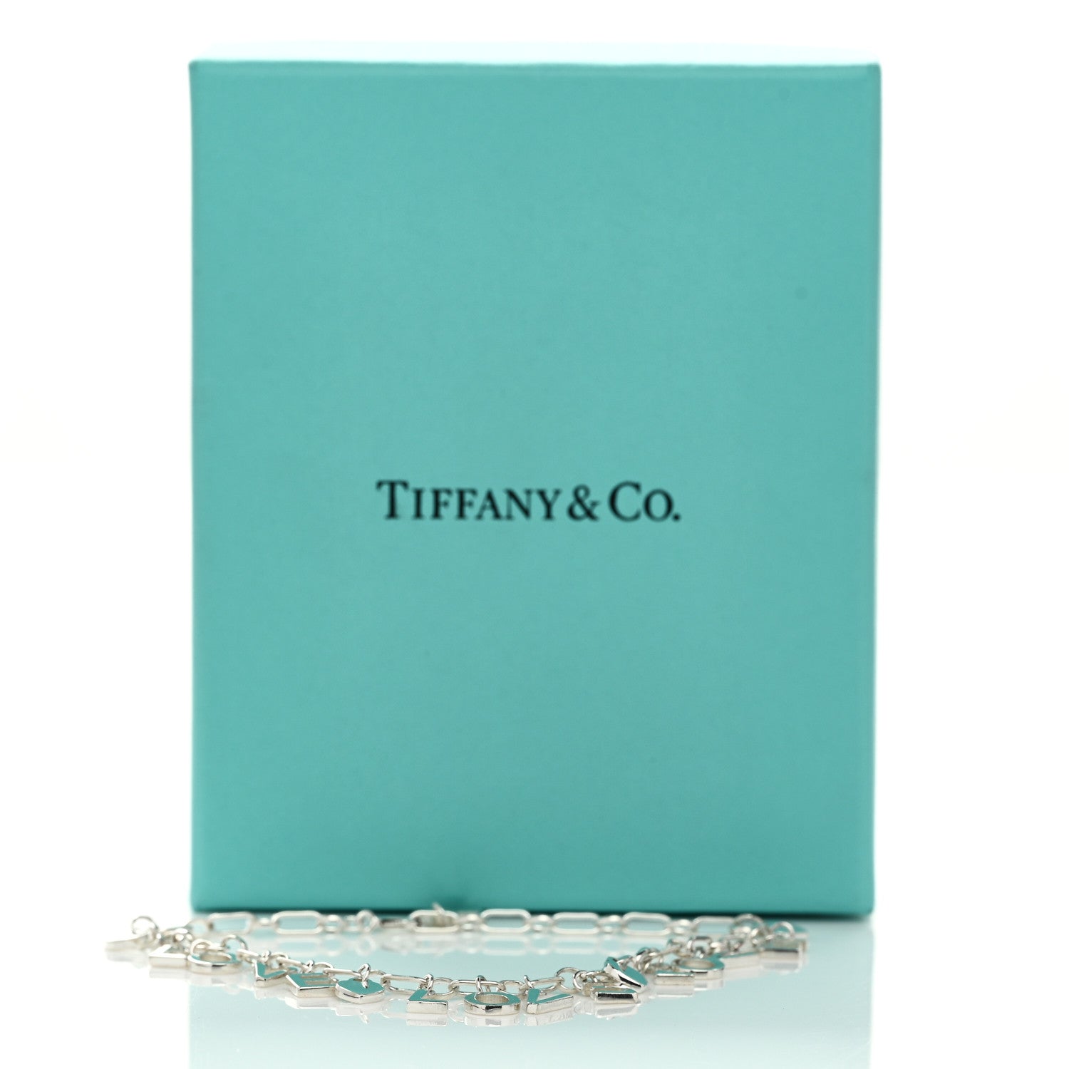 Tiffany Sterling Silver Enamel Love Charm Bracelet Blue 5 of 5