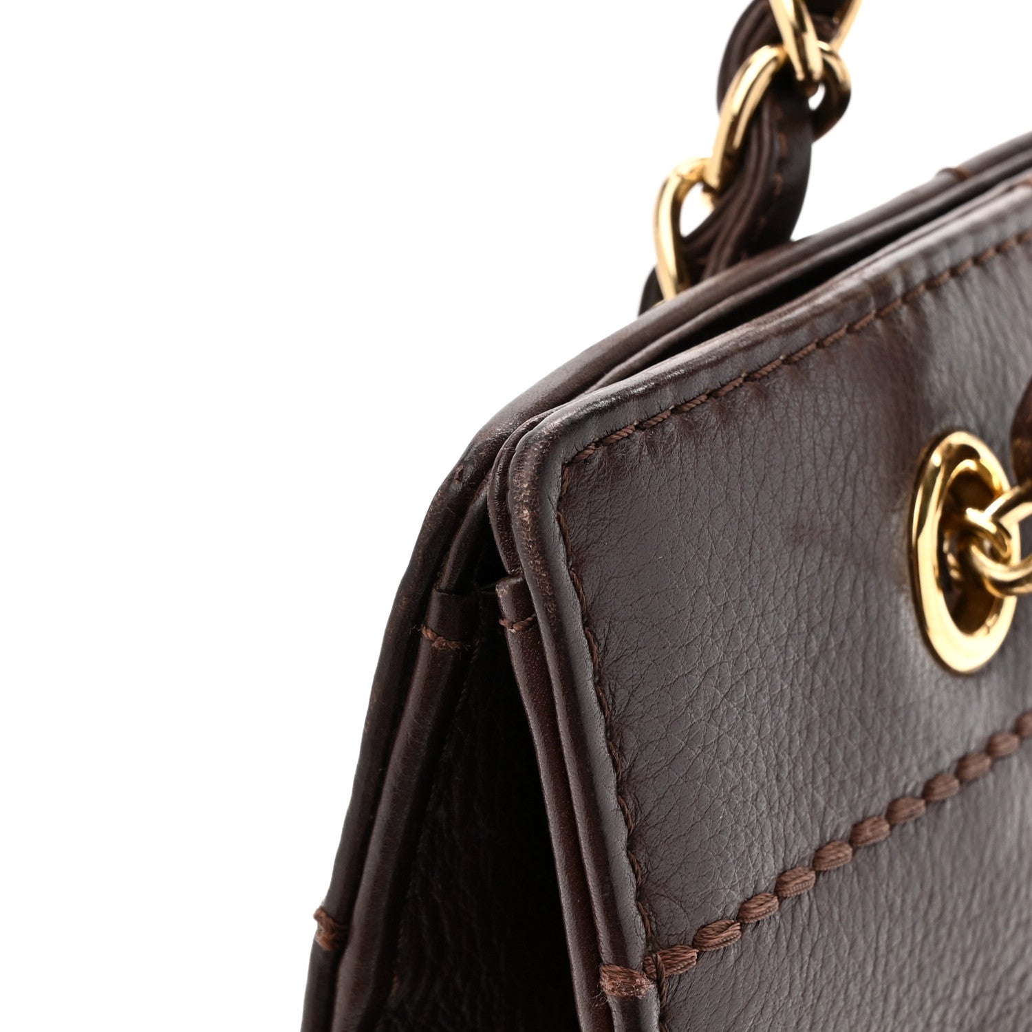 Chanel Calfskin Stitched Chocolate Bar Shopping Tote Dark Brown 15 of 19