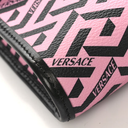 Versace Coated Canvas La Greca Signature Wallet On Chain Black Pink 7 of 8