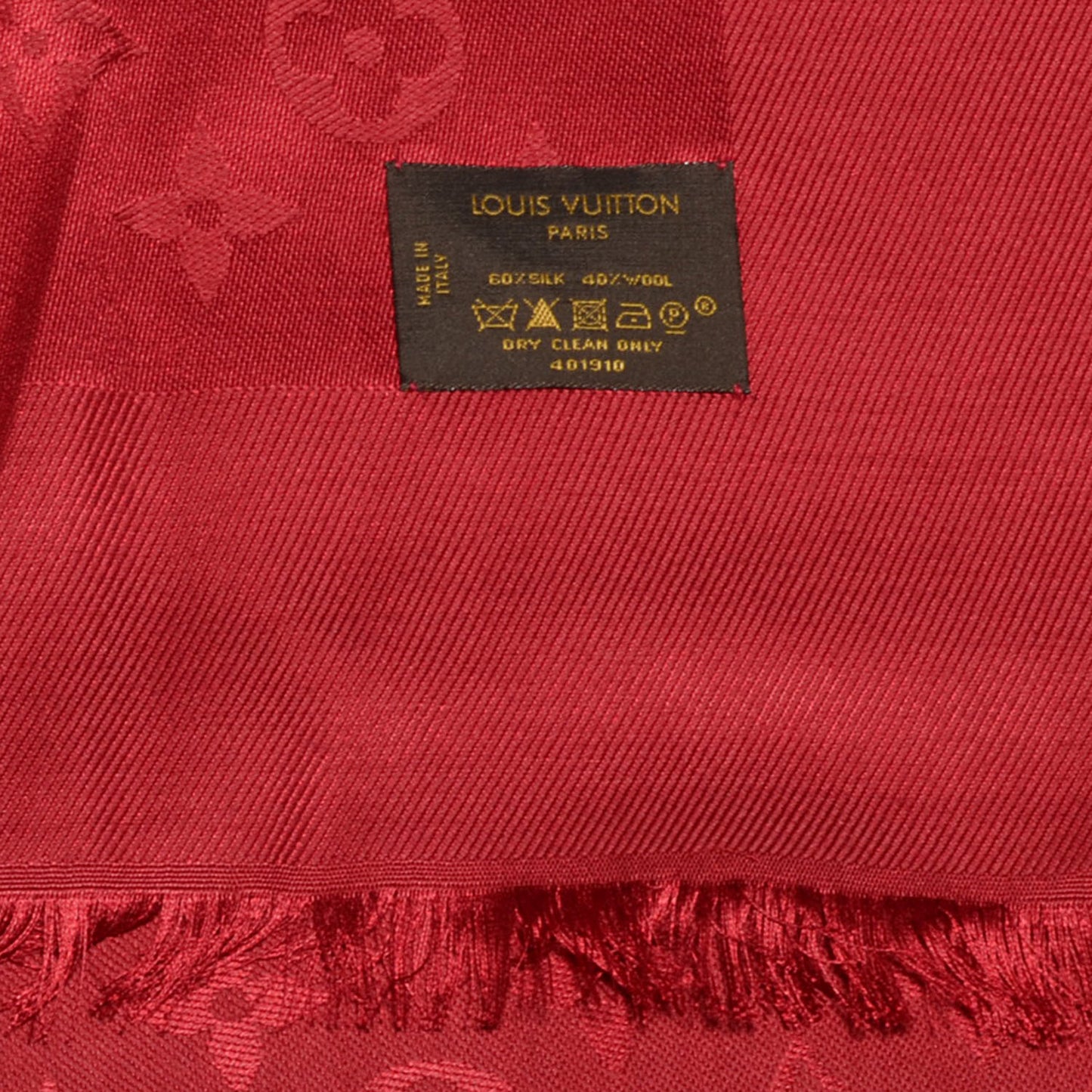 Silk Wool Monogram Shawl Pomme D'Amour