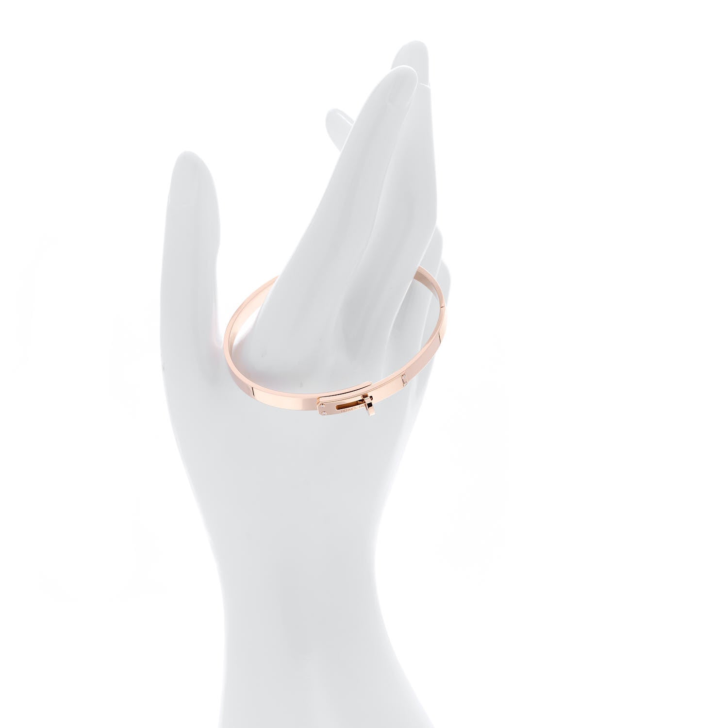 Hermes 18K Rose Gold Diamond PM Kelly Bracelet LG 2 of 5
