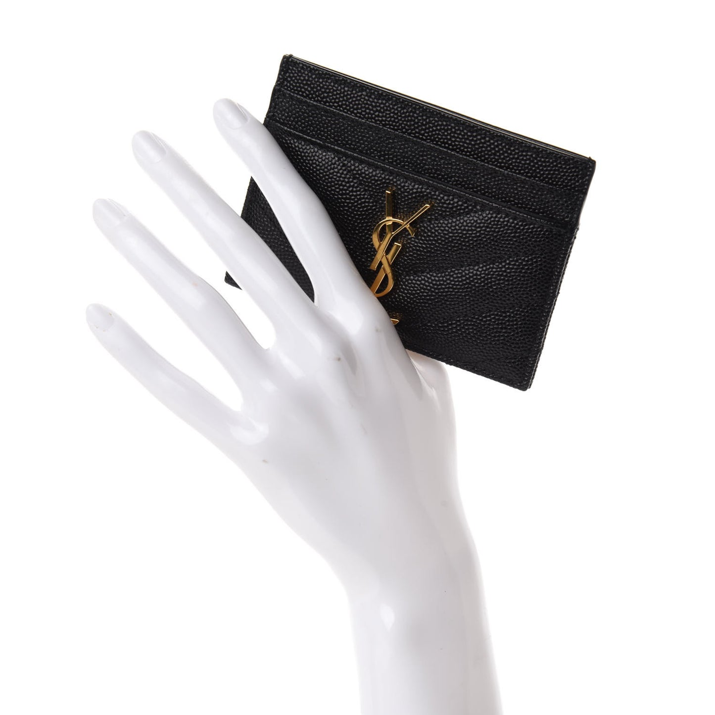 Grain De Poudre Matelasse Chevron Monogram Credit Card Case Black