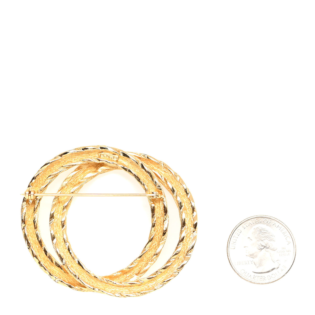 Monogram Round Brooch Gold