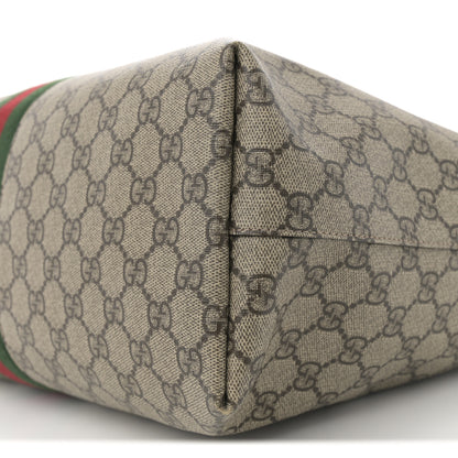 Gucci GG Supreme Monogram Textured Calfskin Web Medium Ophidia Shopping Tote Beige Ebony New Acero 19 of 21