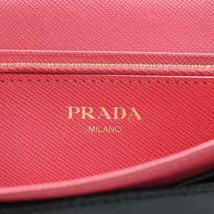 Prada Saffiano Colour Continental Flap Wallet Black Hibiscus 6 of 8