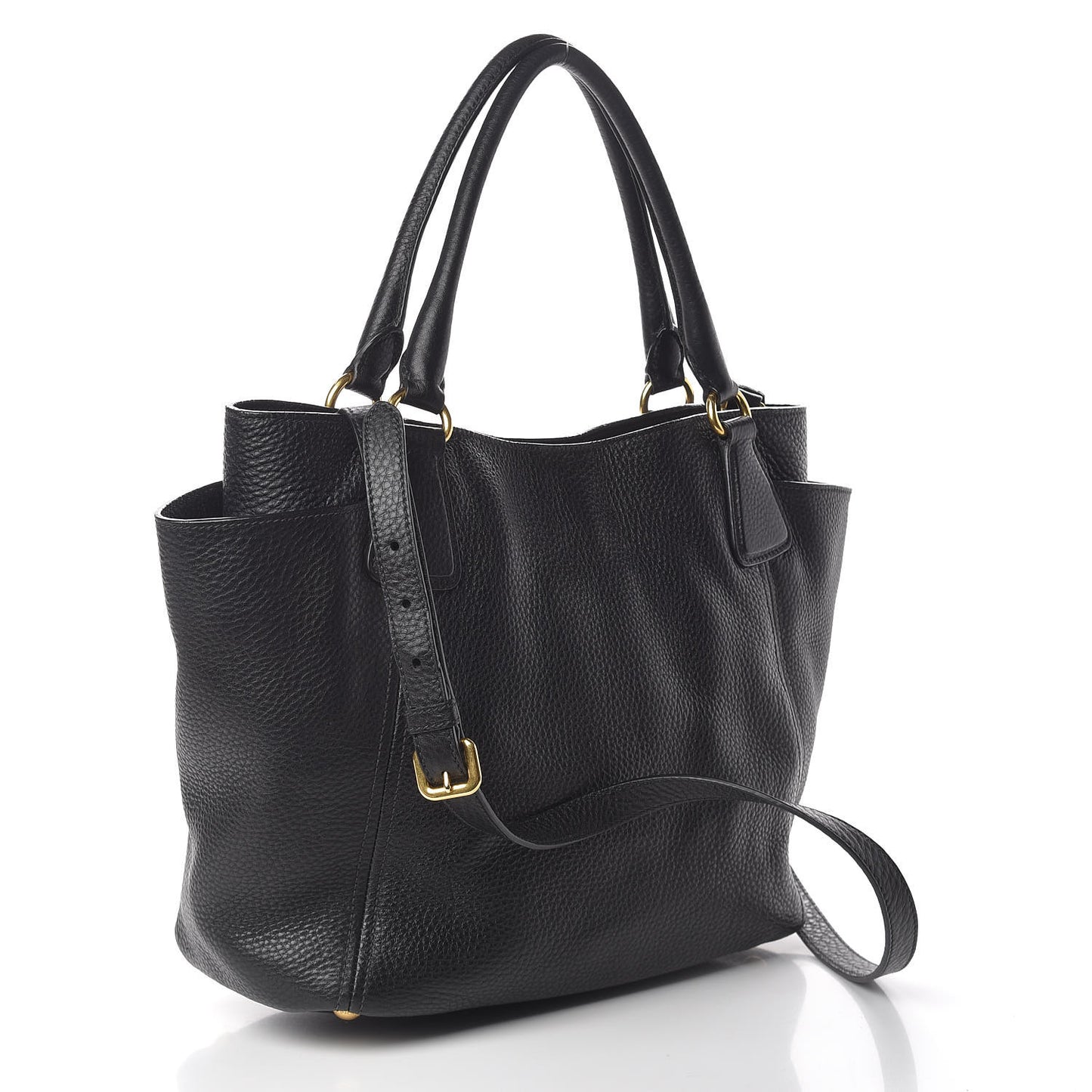 Vitello Daino Side Pocket Tote Black