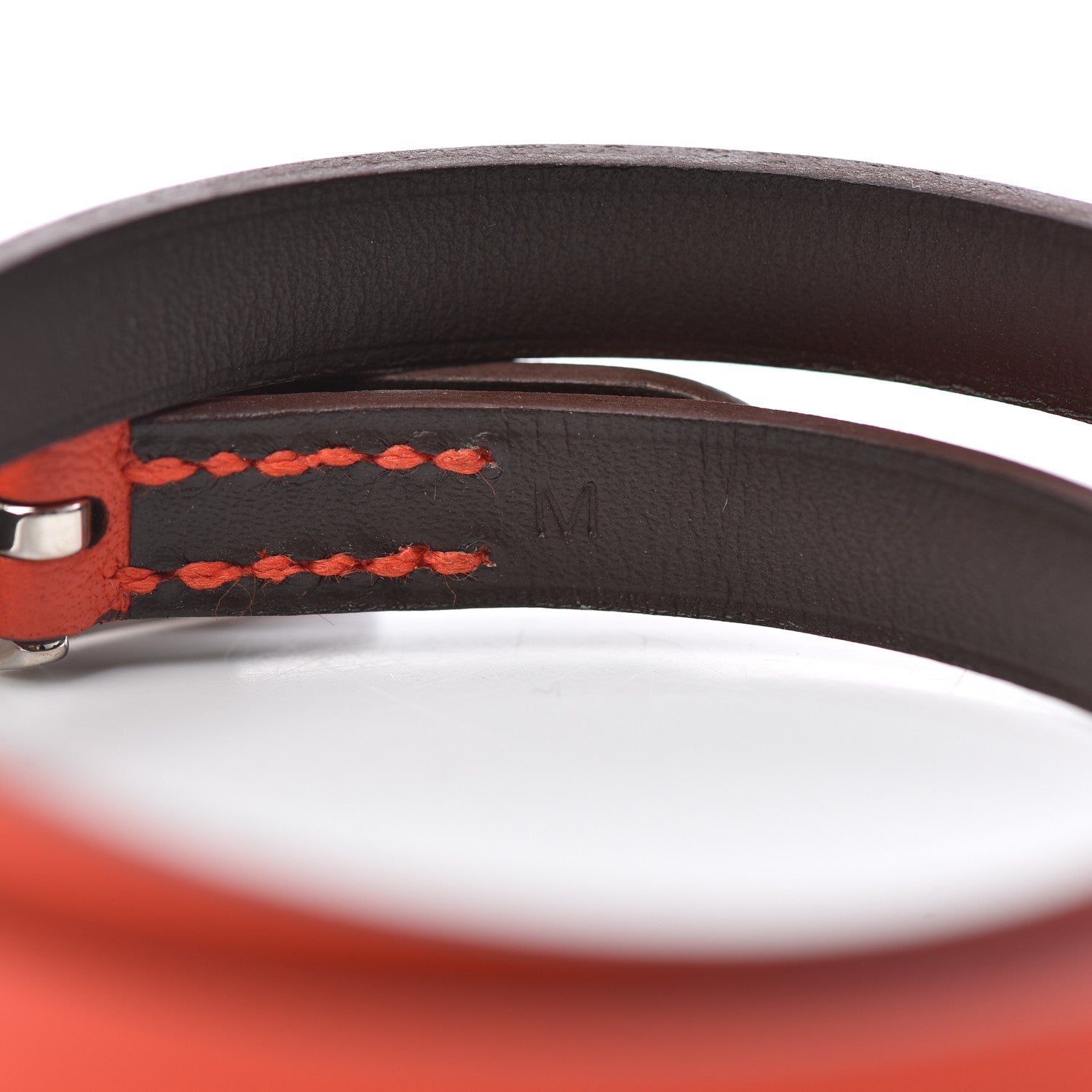 Hermes Swift Behapi Double Tour Reversible Bracelet M Orange Poppy Rouge H 4 of 5