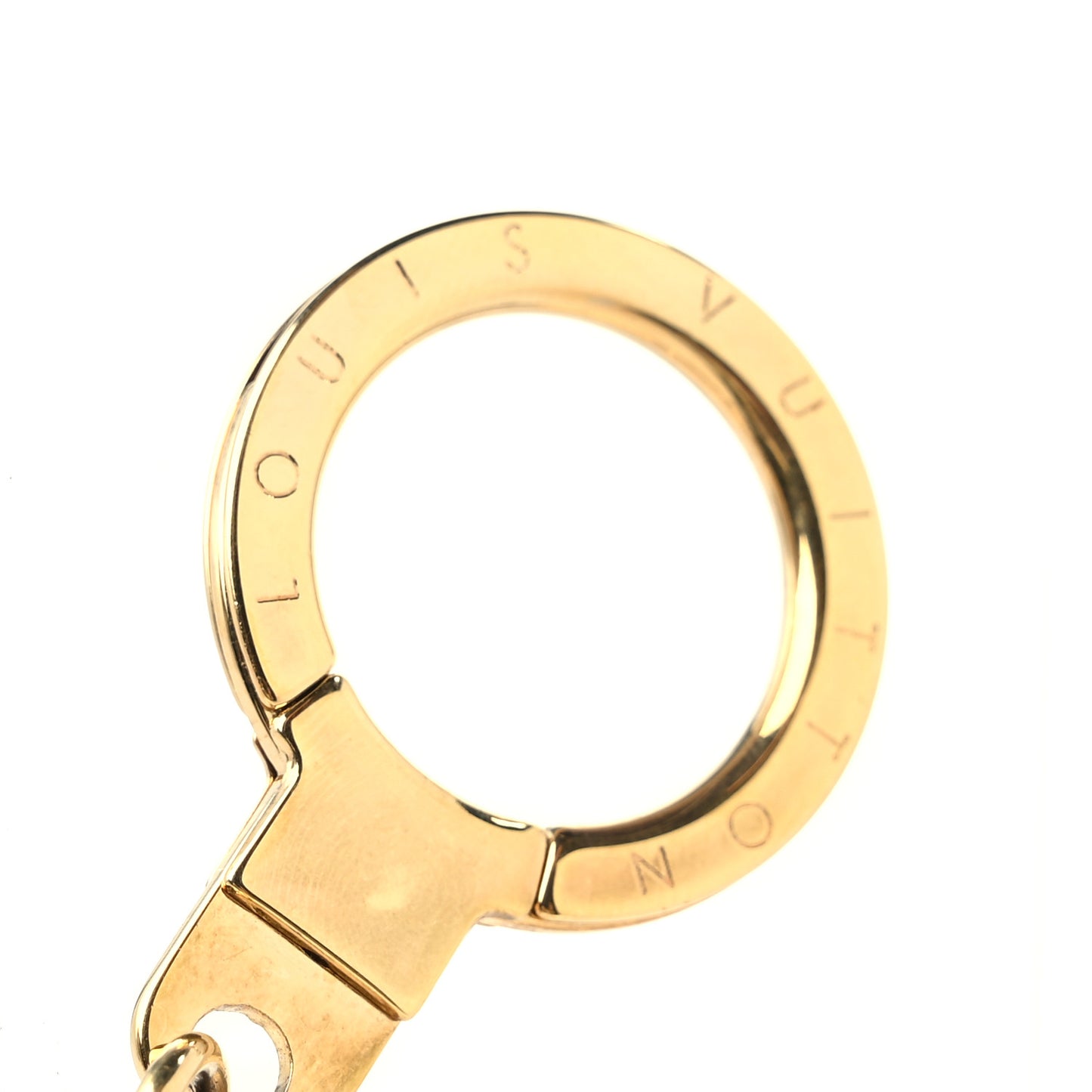 Brass Enamel Fleur De Monogram Bag Charm Chain Gold