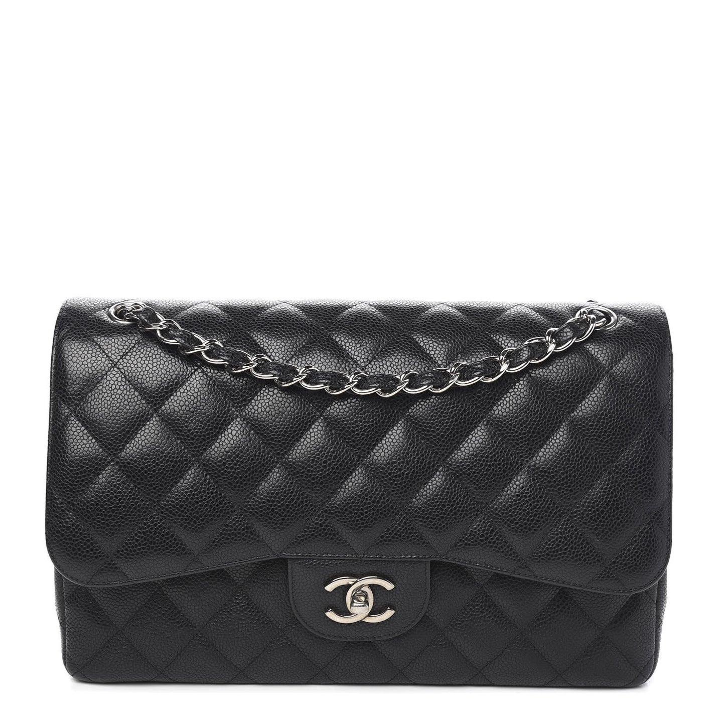 Caviar Quilted Jumbo Double Flap Black