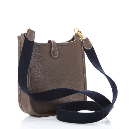 Hermes Taurillon Clemence Amazone Evelyne TPM Etoupe Bleu Indigo 2 of 10