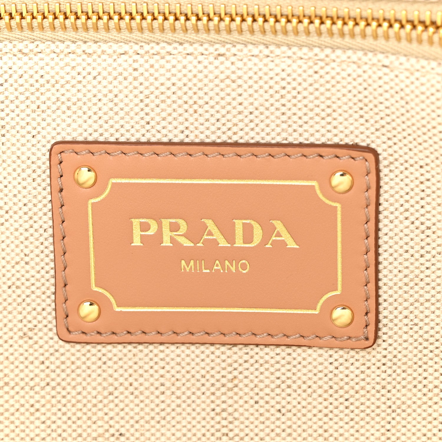 Prada Linen Vitello Medium Logo Tote Natural 6 of 9