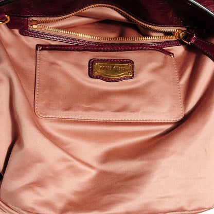 Miu Miu Vitello Shine Madras Tote Rubino 10 of 10