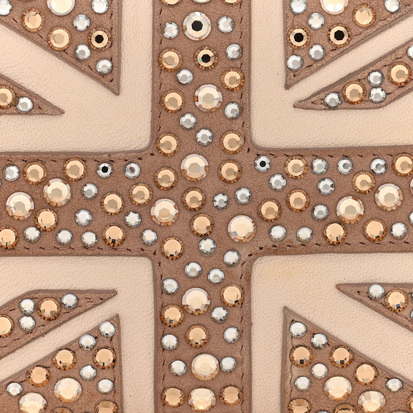 Suede Studded Britannia Skull Box Clutch Beige