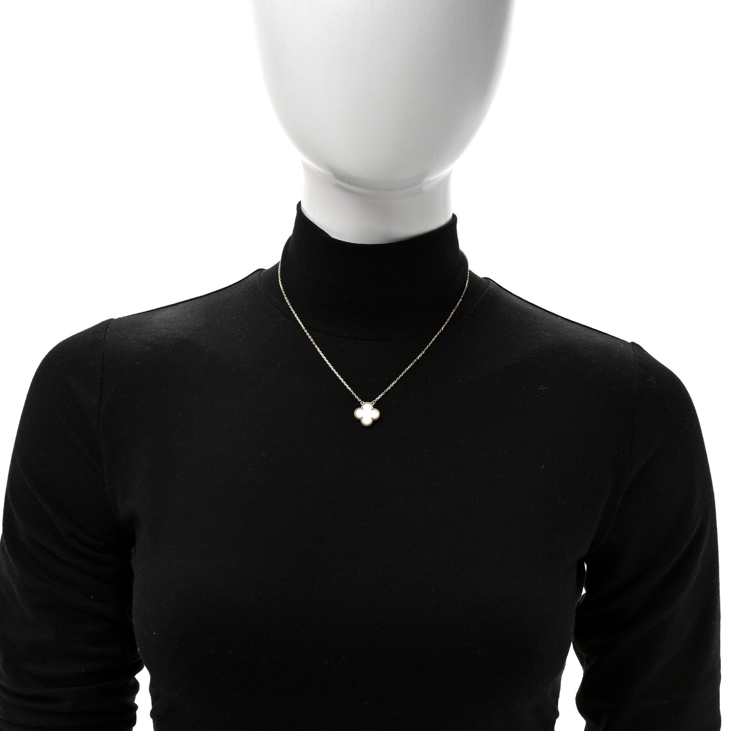 18K Yellow Gold Mother of Pearl Vintage Alhambra Pendant Necklace