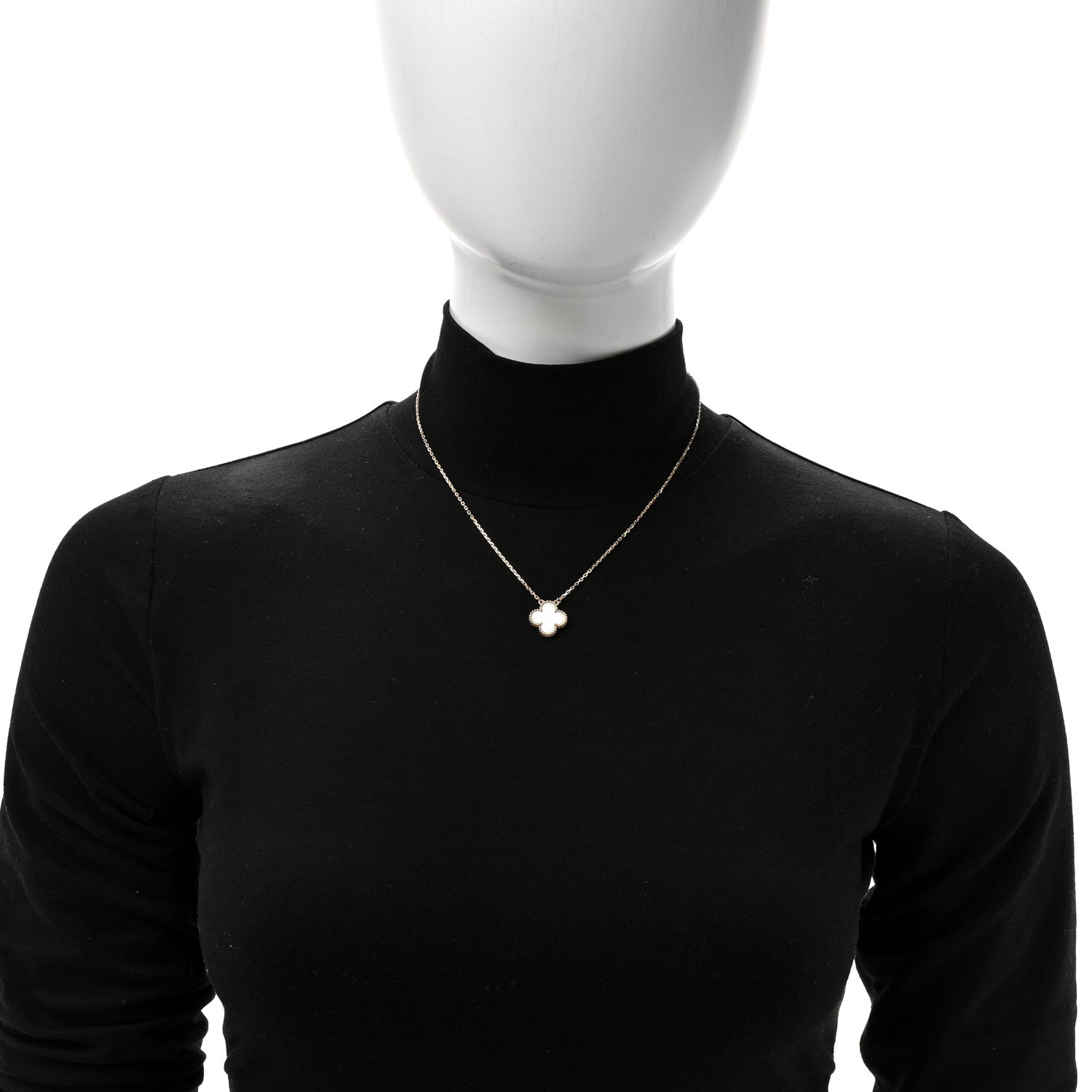 Van Cleef & Arpels 18K Yellow Gold Mother of Pearl Vintage Alhambra Pendant Necklace 2 of 7
