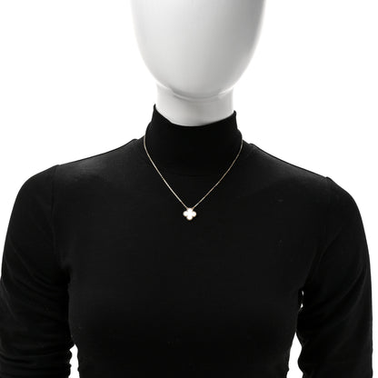 Van Cleef & Arpels 18K Yellow Gold Mother of Pearl Vintage Alhambra Pendant Necklace 2 of 7