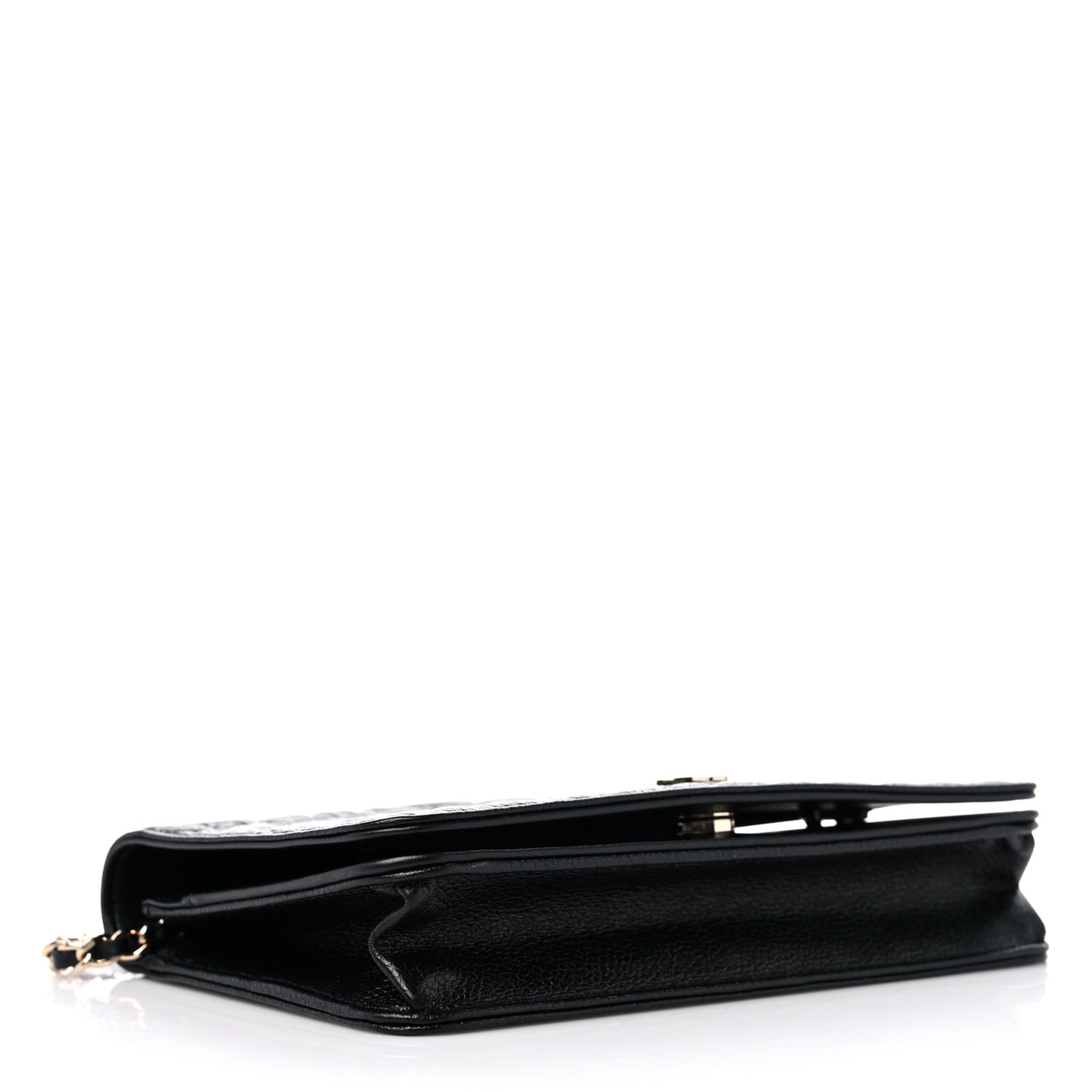 Caviar Camellia Embossed Wallet On Chain WOC Black