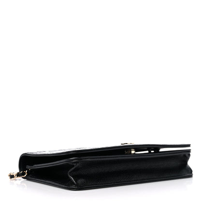 Chanel Caviar Camellia Embossed Wallet On Chain WOC Black 3 of 11
